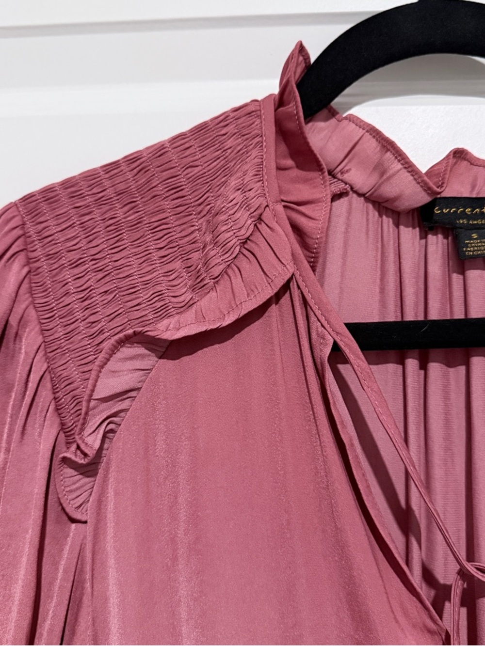 Current Air by Anthropologie Rose-Mauve Midi Dress with Ruffle Collar Size S - Picture 5 of 11